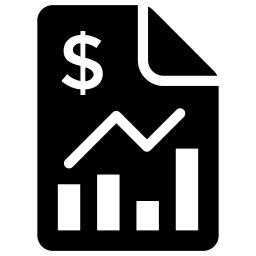 Icon of a financial report with dollar sign and charts.